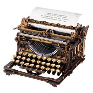 Mechanical Typewriter Wooden 3D Puzzle, Classic Version Robotime ROKR 3D wooden puzzle kit