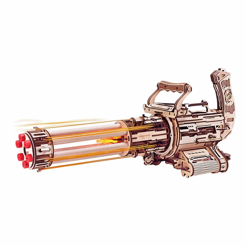 Rotating Barrel Machine Gun Toy 3D Wooden Puzzle Robotime ROKR 3D wooden puzzle kit