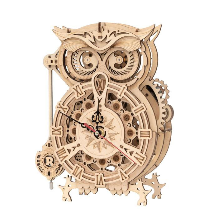 Mechanical Wood Models; Owl Clock Robotime ROKR 3D wooden puzzle kit
